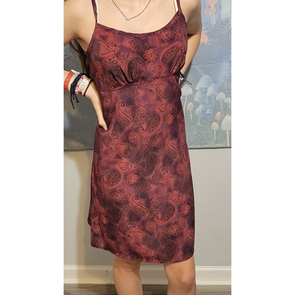 Vintage Byer Too! California Maroon Red Thin Strap Short Dress Size 5 Polyester